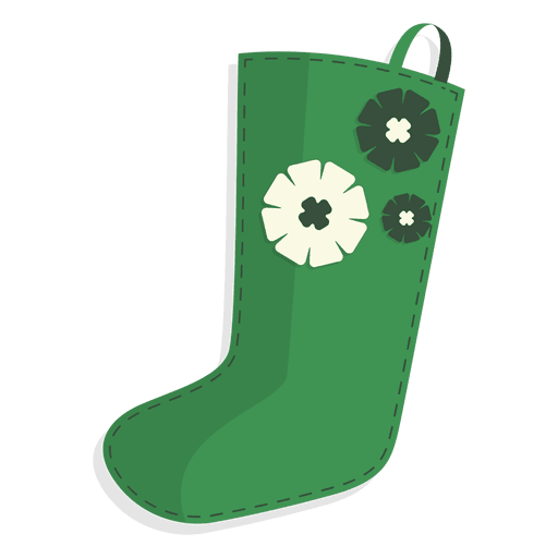 Icono de calcetín de navidad de flores verdes 26 Diseño PNG