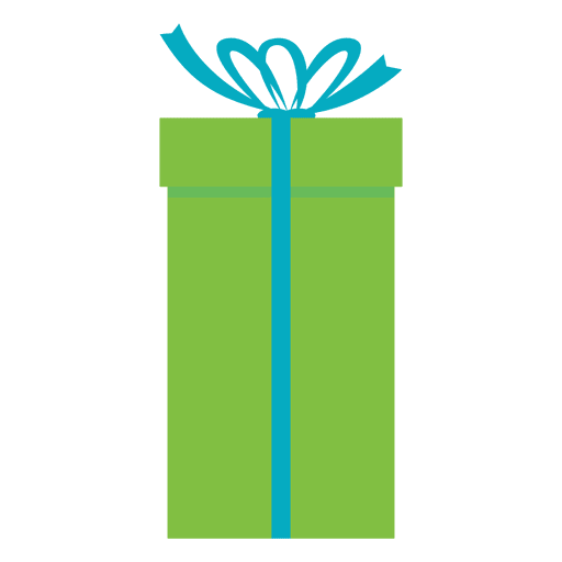 Caja de regalo verde icono de lazo azul 20 Diseño PNG