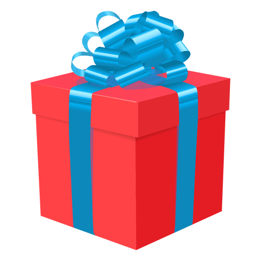 Caja de regalo roja icono de lazo azul 1 Diseño PNG
