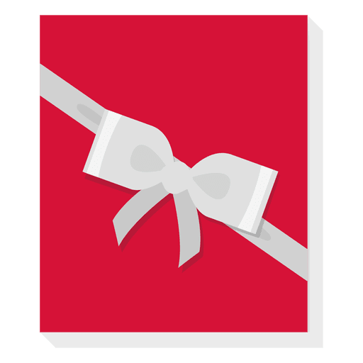 Red gift box silver bow icon 24