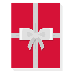 Red gift box silver bow icon 25 PNG Design