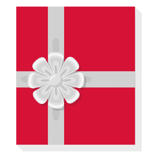 Red gift box silver bow icon 28 PNG Design