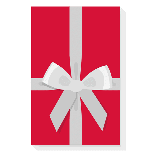 Red gift box silver bow icon 29 PNG Design