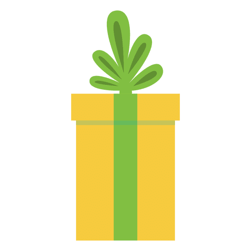 Yellow gift box green bow icon 21 PNG Design