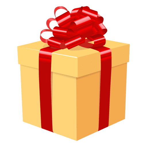 Gelbe Geschenkbox rotes Bogensymbol 3 PNG-Design