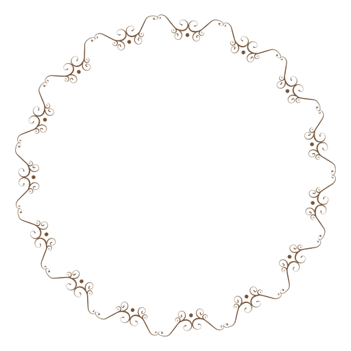 Quadro circular com delicados ornamentos florais Desenho PNG