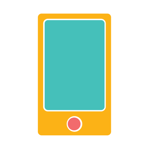 Ícone plano do smartphone em amarelo e azul Desenho PNG
