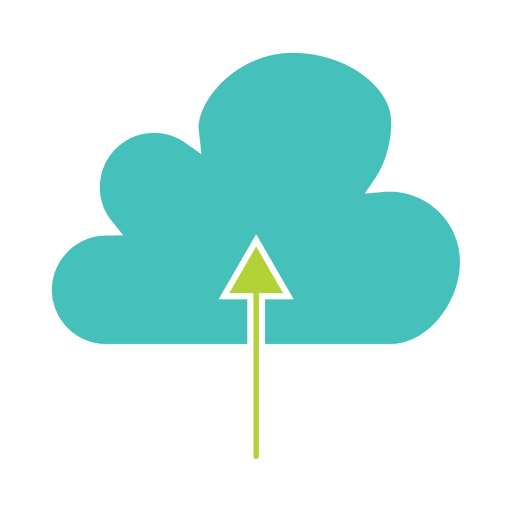 Subir silueta de icono plano de nube Diseño PNG