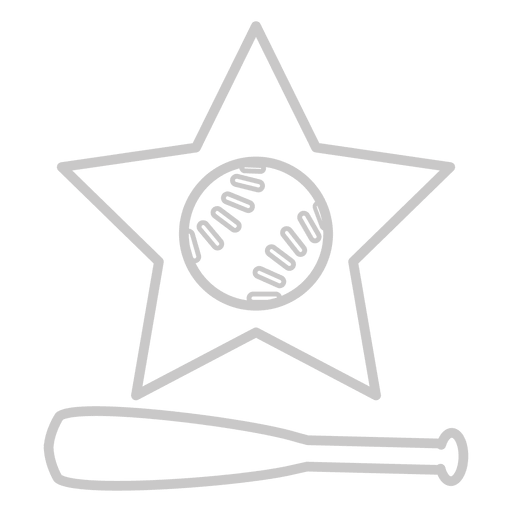 Icono de estrella de bate de béisbol Diseño PNG