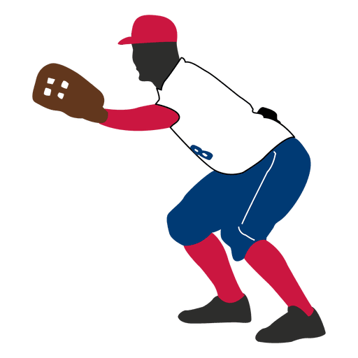 Baseball player catching silhouette PNG Design