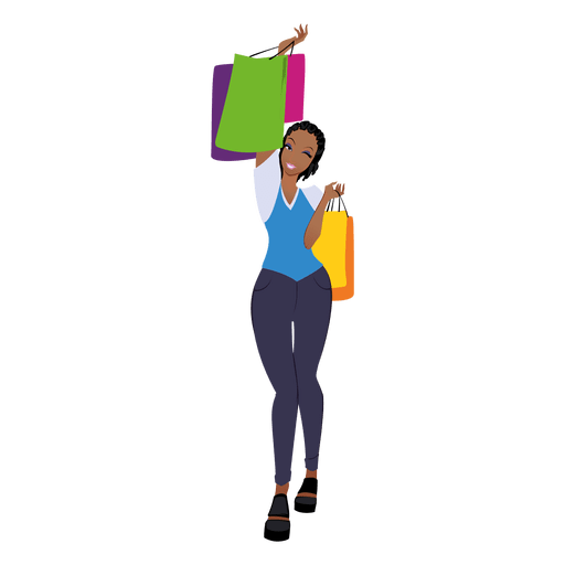 Schwarze Frau beim Einkaufen PNG-Design