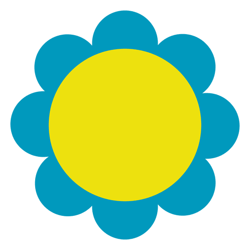 Blaue gelbe abstrakte Blume PNG-Design