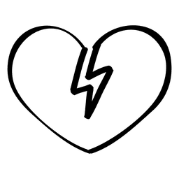 Doodle de corazón roto Diseño PNG