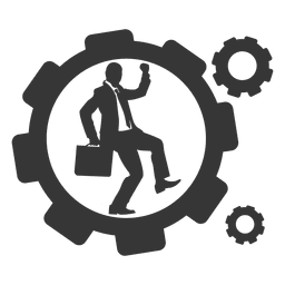 Empresário correndo na roda dentada Desenho PNG