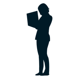 La empresaria trabajando en equipo portátil Diseño PNG