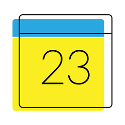 Ícone de data do calendário amarelo e azul