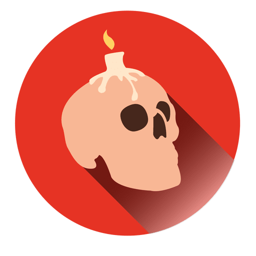 Candle skull round icon PNG Design