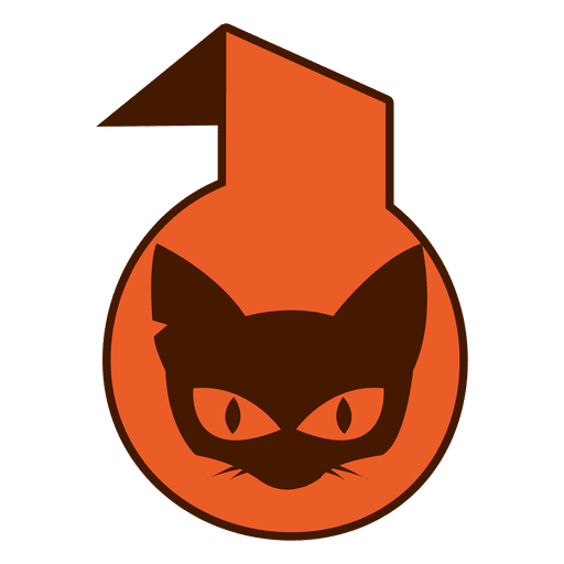 Etiqueta de halloween de cara de gato Diseño PNG