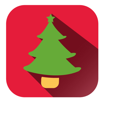 Icono cuadrado verde árbol de navidad Diseño PNG