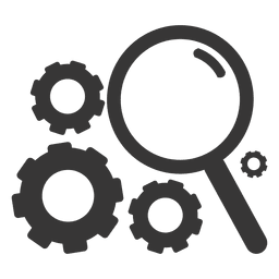 Icono de lupa de ruedas dentadas Diseño PNG