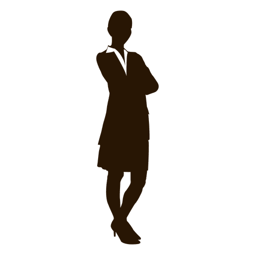 Cross arms businesswoman silhouette
