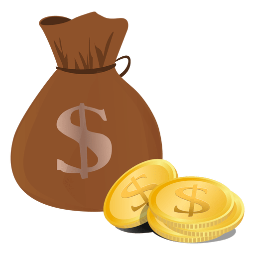 Dollar Coin And Bag Full Of Money, Coins, Bag, Money PNG