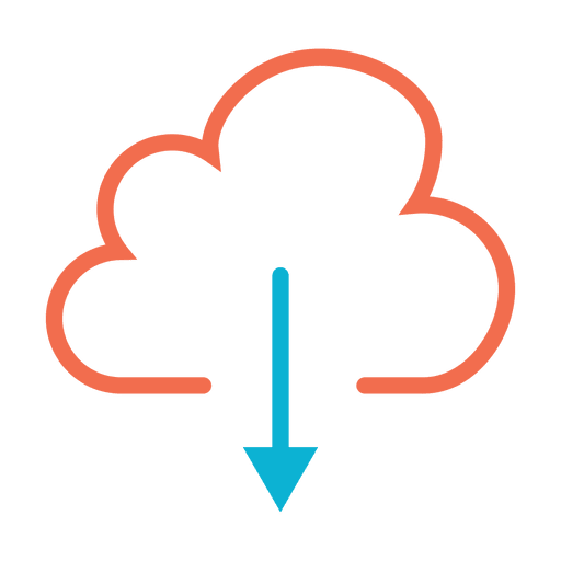 Icono de nube de descarga colorida Diseño PNG