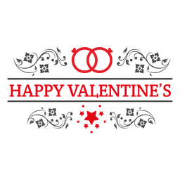 Etiqueta de san valentín remolinos florales Diseño PNG