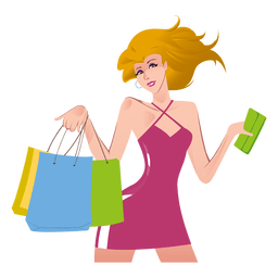 Dibujos animados de niña de compras Diseño PNG