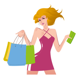 Shopping Girl Cartoon PNG & SVG Design For T-Shirts