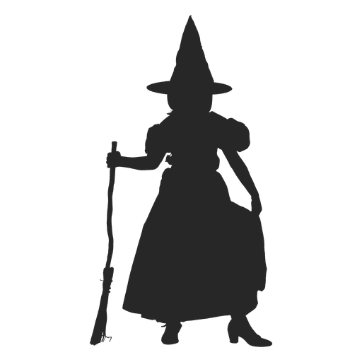 Girl Halloween witch costume silhouette PNG Design