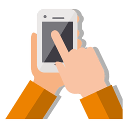 Mão tocando smartphone Desenho PNG