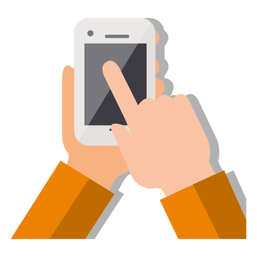 Hand touching smartphone PNG Design