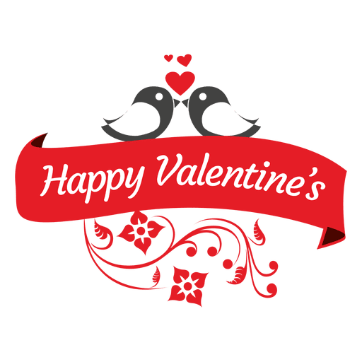 Happy valentines swirls ribbon PNG Design