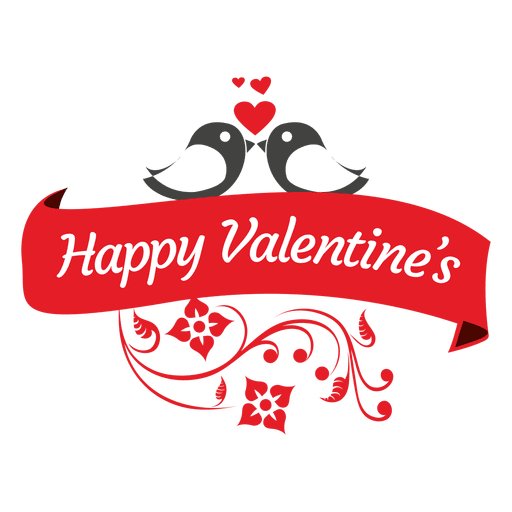 Happy valentines swirls ribbon Diseño PNG