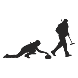 Silueta de pareja de curling de hielo Diseño PNG