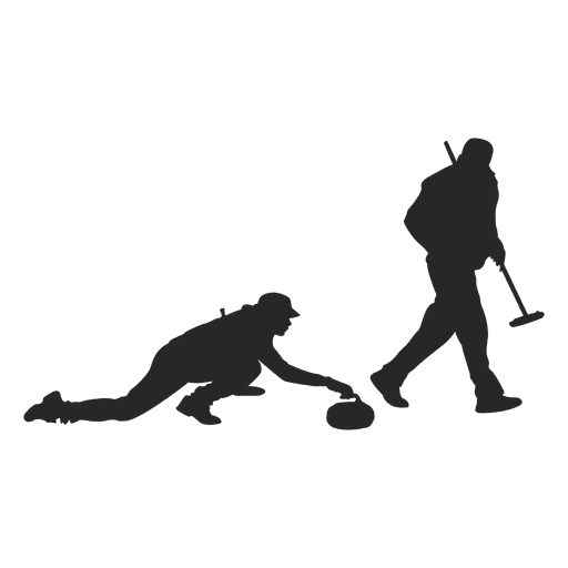 Ice curling couple silhouette PNG Design