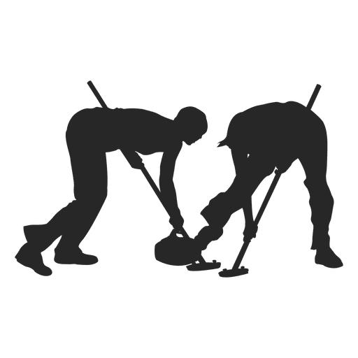 Silueta de jugadores de curling de hielo Diseño PNG