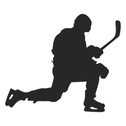 Knelt Ice Hokey Player Silhouette Transparent PNG