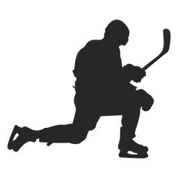 Silhueta de jogador Knelt Ice Hokey Desenho PNG