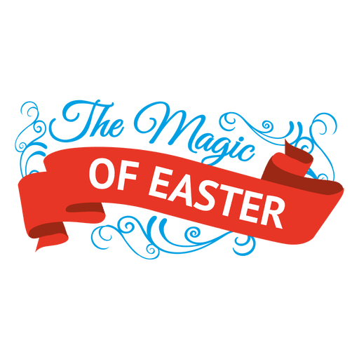 Magic of easter label and ribbon PNG Design
