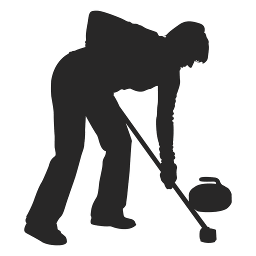 Man ice curling silhouette PNG Design