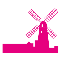 Horizonte do moinho de vento da Holanda Desenho PNG