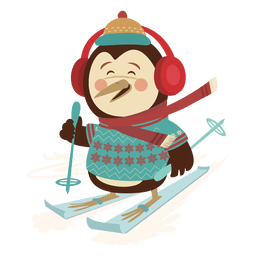 Pinguin-Ski-Cartoon PNG-Design