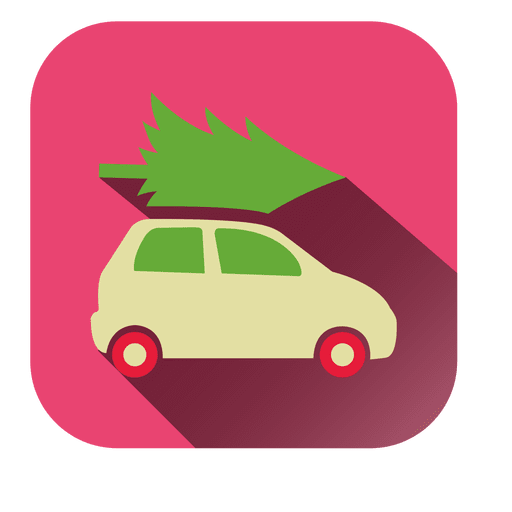 Icono cuadrado de coche de árbol de pino Diseño PNG