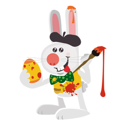 Rabbit artist painting eggs PNG Design