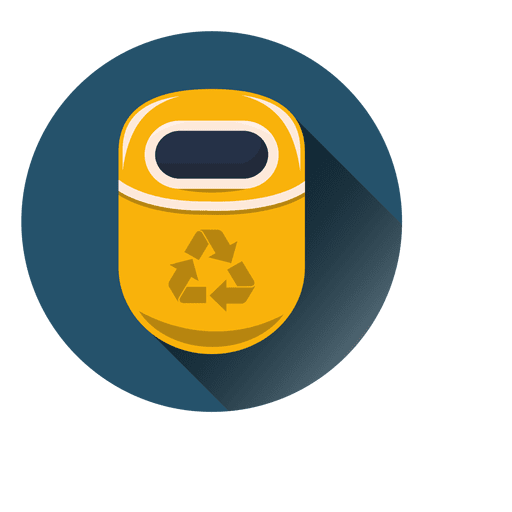 Recycle bin round icon over circle