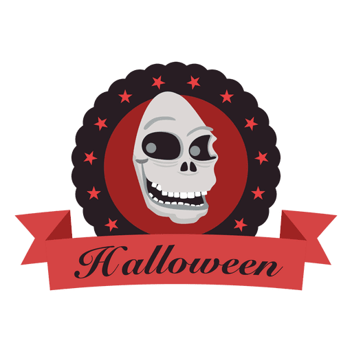Skull face halloween label PNG Design