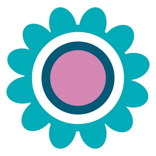 Teal flower icon PNG Design