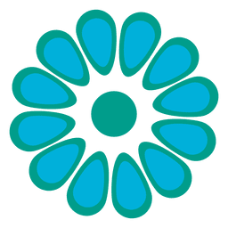 Turquoise floral icon PNG Design